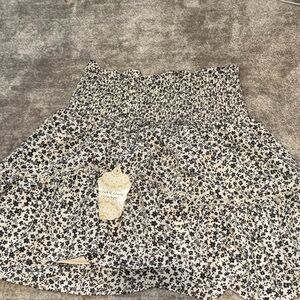 Altar'd State Black and Cream Floral Mini Skirt
